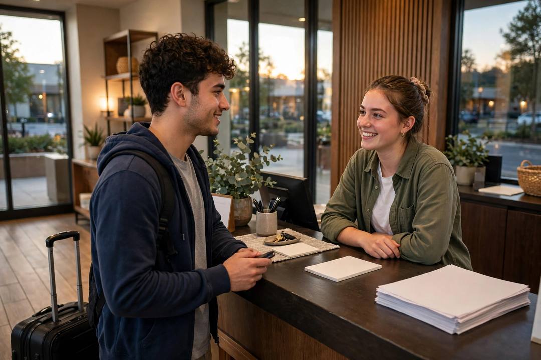 Scene: Hotel Check-In and Breakfast Questions